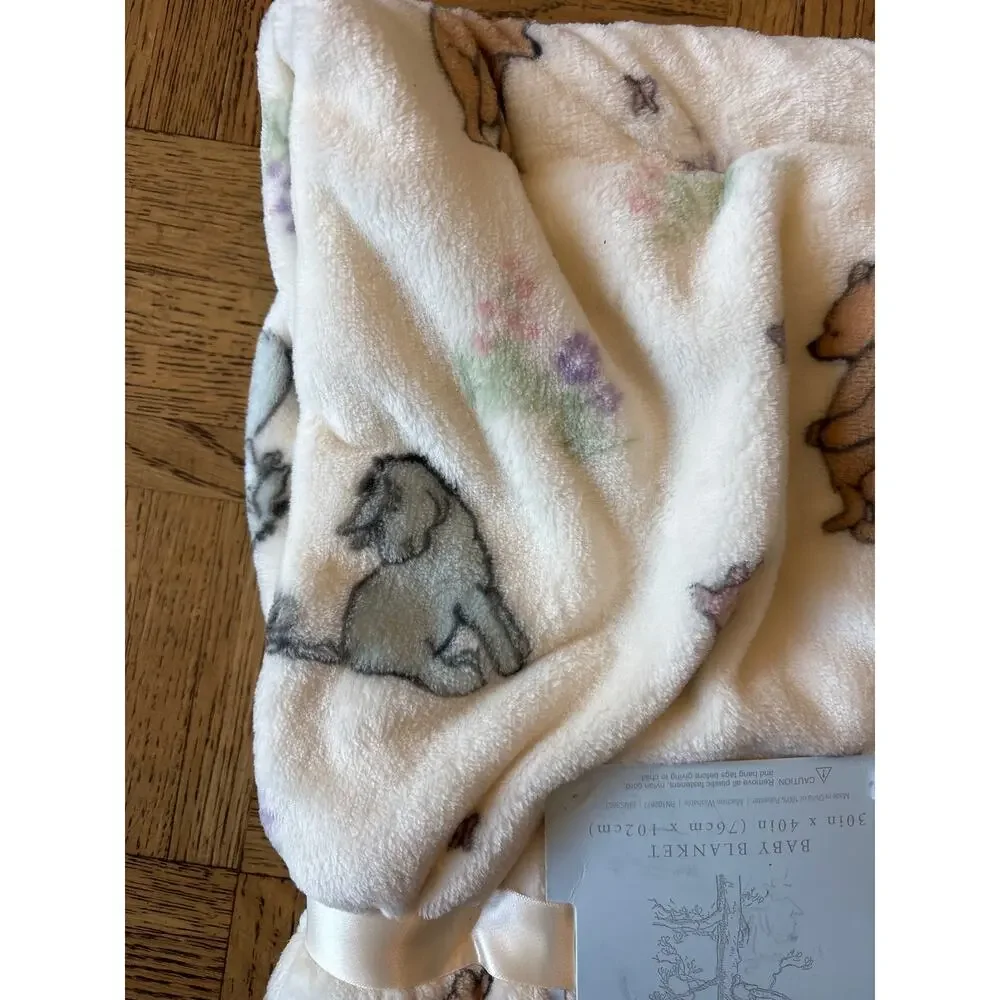 Winnie the Pooh Bear Collection Eeyore Piglet Lovey Plush Baby Blanket Blush